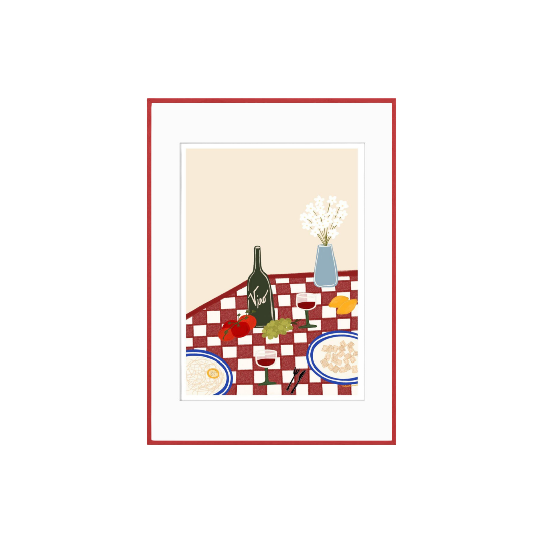 Italian Dinner plakat m. passepartout og plakat - 30x40 cm.